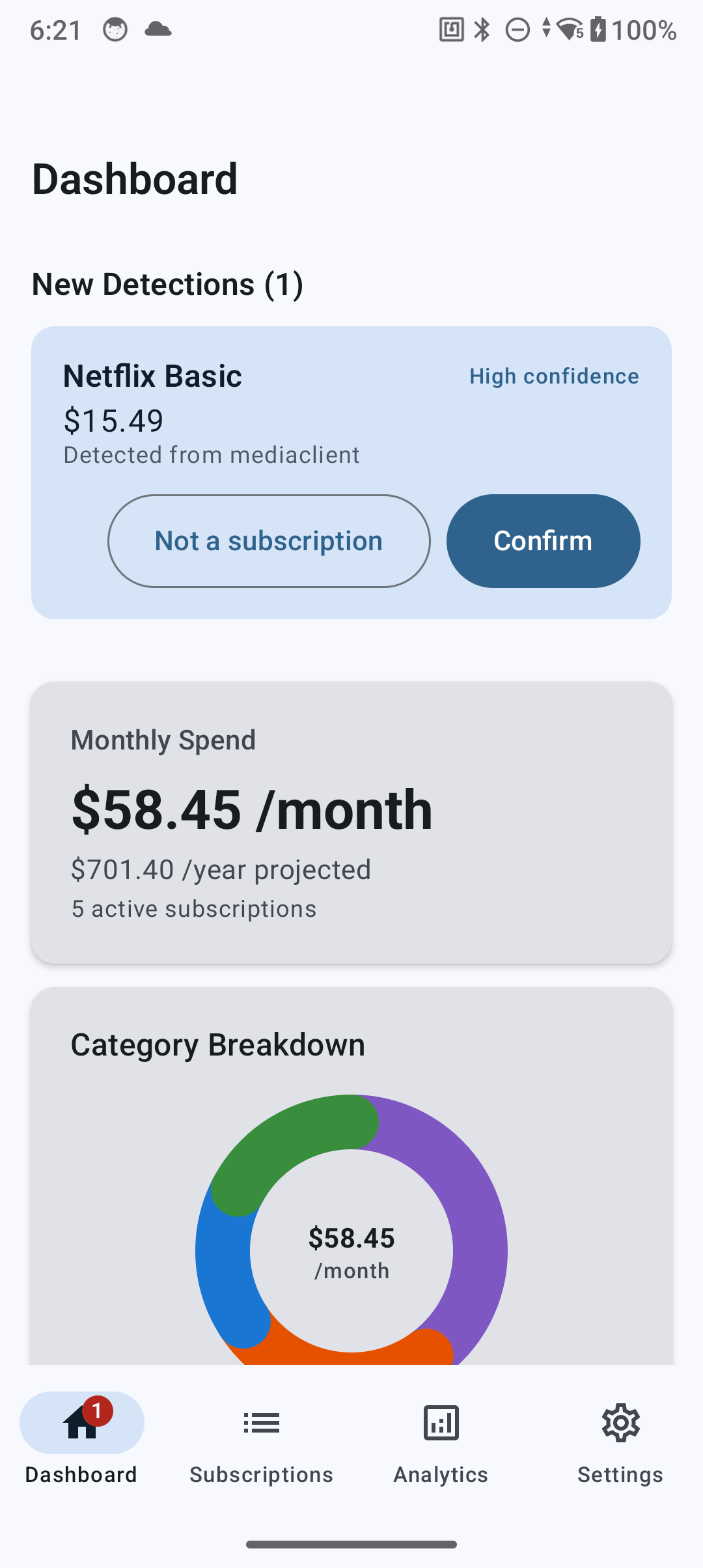Auto-detection screen
