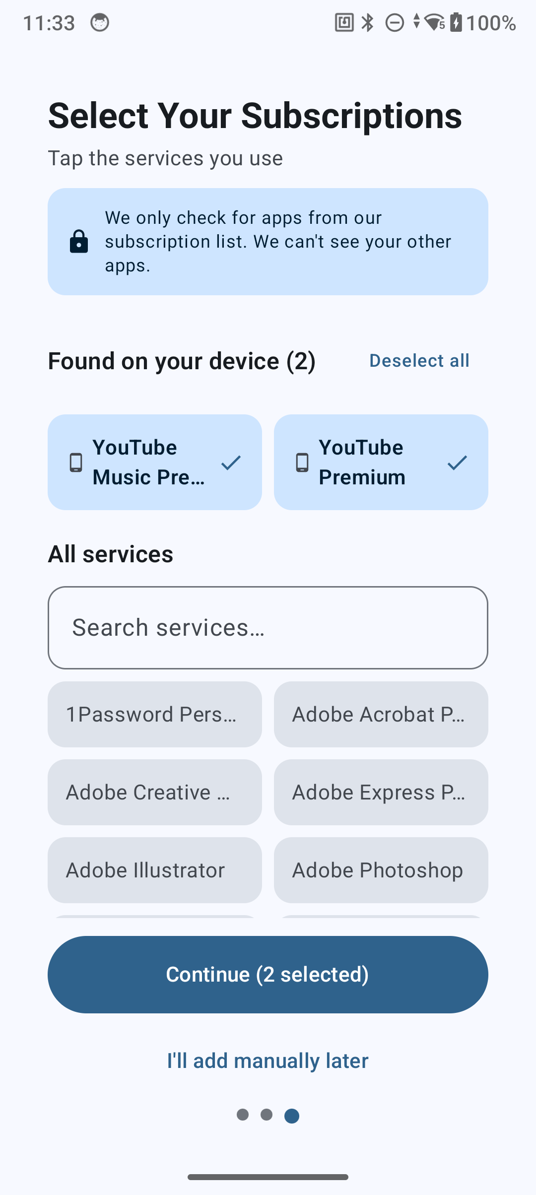 Onboarding with installed app detection